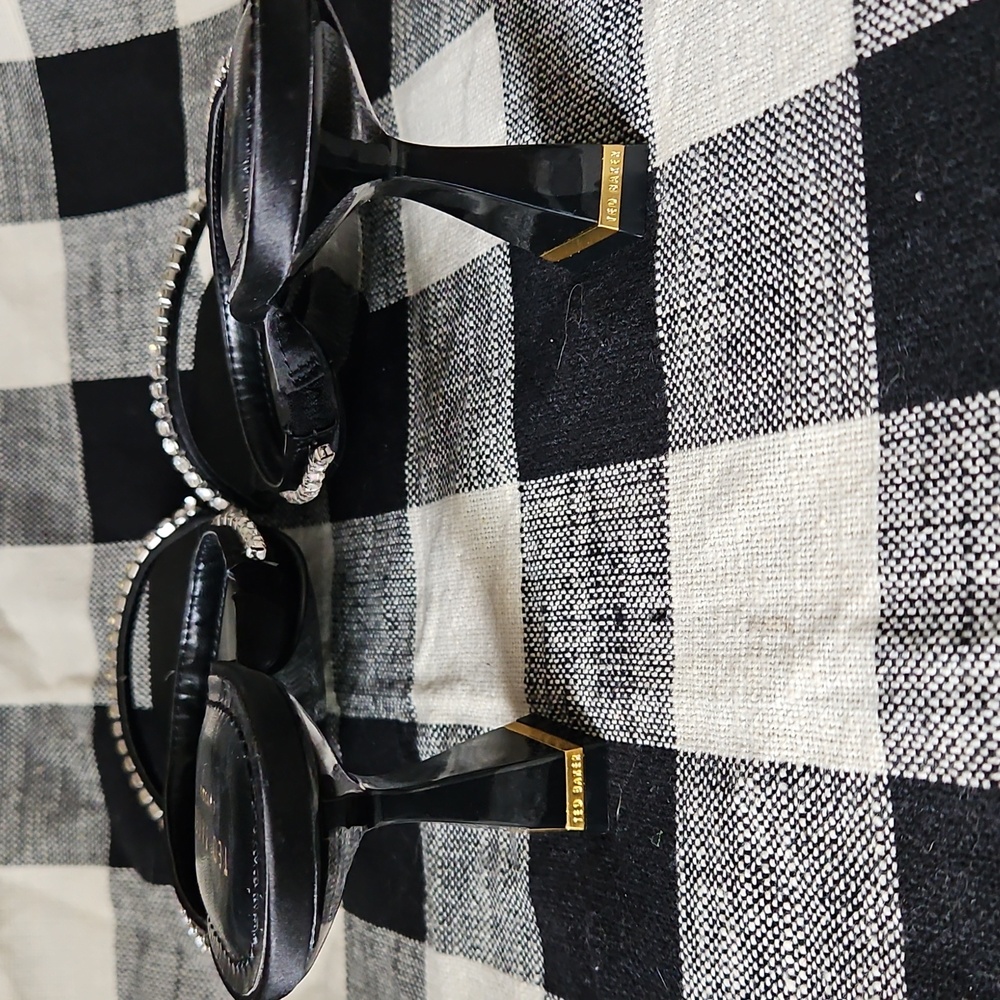 Ted Baker RINITA Diamante Satin Black Mule Heeled Sandal Size EU 39 (8.5) - Picture 7 of 15